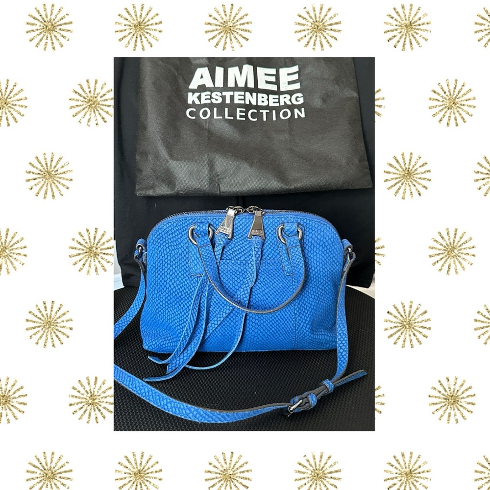 💠Aimee Kestenberg Blue Textured Suede Crossbody Bag